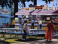 Concession stand at Orange County State Fair with diner mystic and cable car ride.